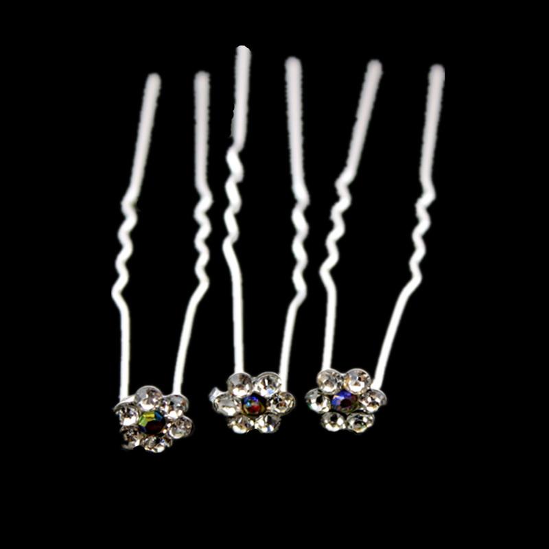 20 Stück Kristallblume Braut Kopfschmuck Strass Haarnadeln Haarspangen U-Form Haarspangen Braut Hochzeit Frauen Haarschmuck