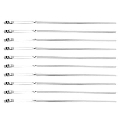 10Pcs Curved Hook Flat Skewers Stainless Steel Reusable Bbq Grill Sticks for Easy Food Handling Outdoor Barbecue Kit