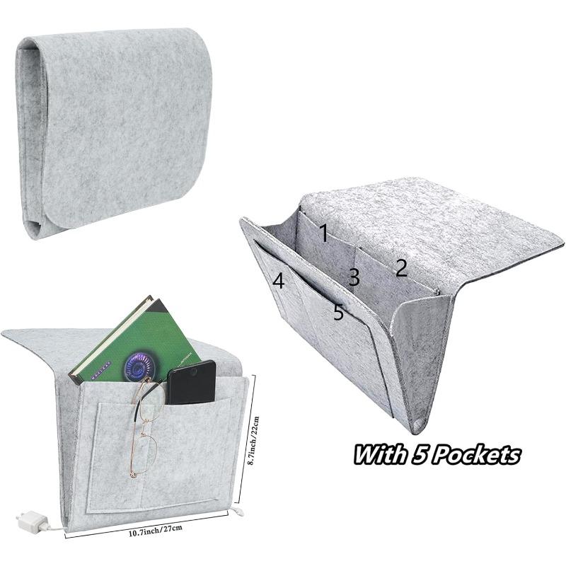 Multi-Functional Armrest Storage Bag, Anti-Skid Sofa Bed Organizer with Phone/Book Pockets, Durable Fabric Hanging Container