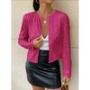 Gilet Couleur Unie Décontracté Polyvalent Veste à Sequins Femme Col Rond Manches Longues