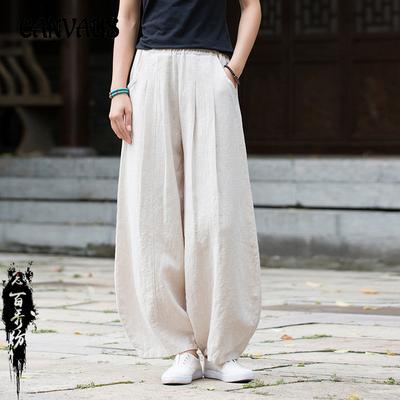 Spring and Summer Cotton Linen Women's Plus Size Country Style Zen Retro Casual Pants Lantern Pants