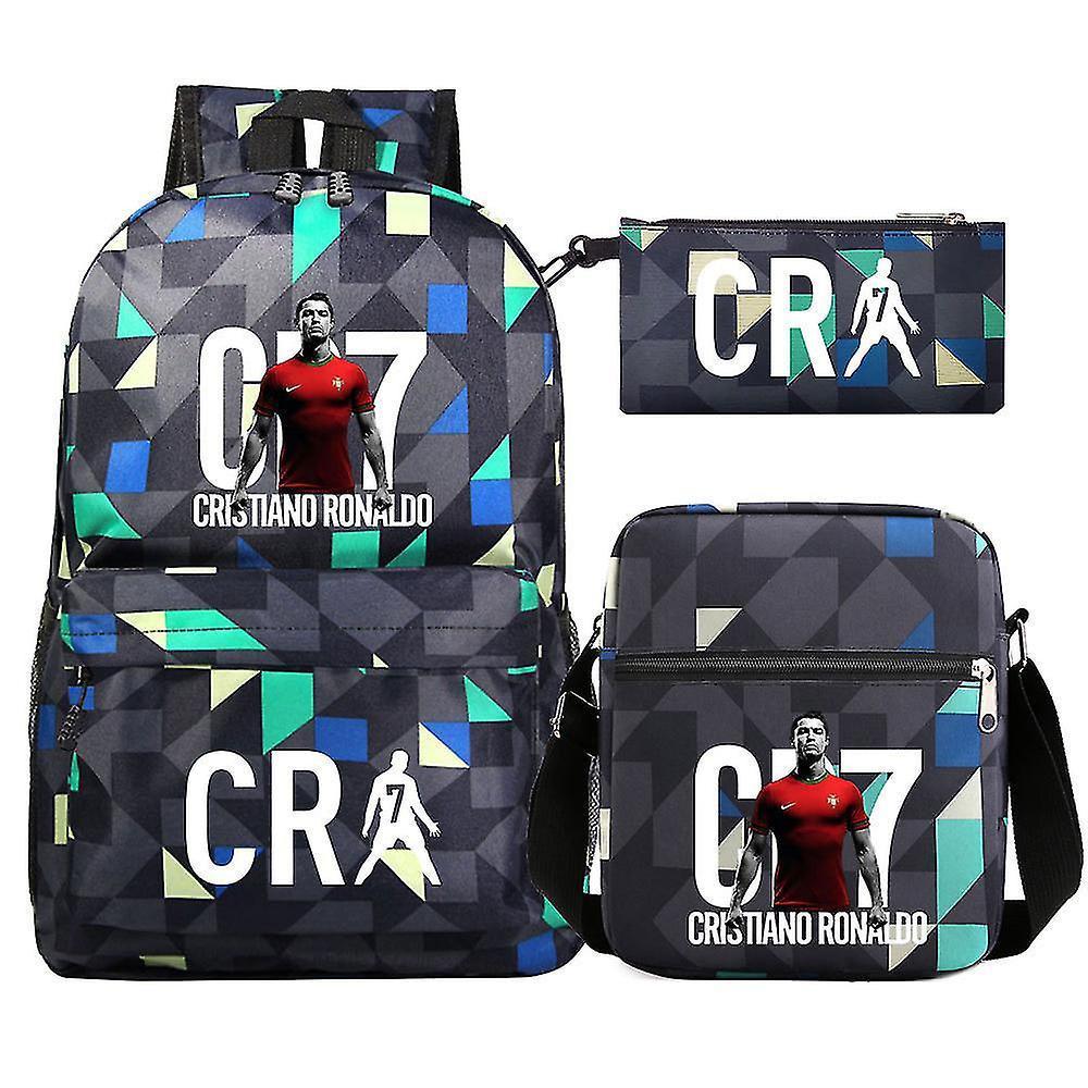 Cr7 Youth Fashion Children'S Student Schoolbag Three-Piece Set Backpack Satchel Pencil Case