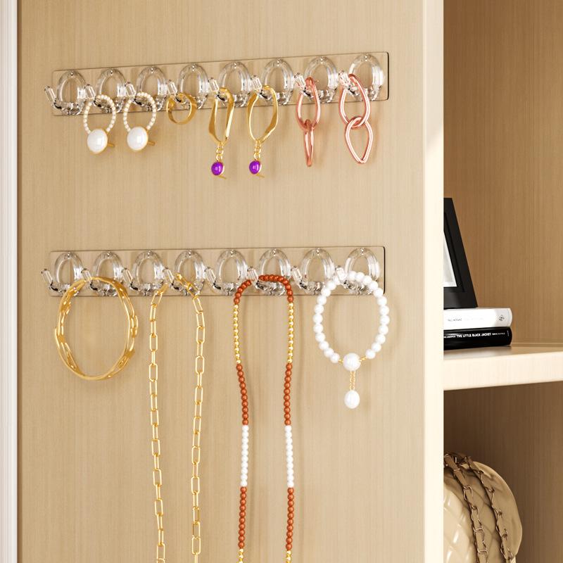 Mirror Cabinet Door Rear Anti Winding Wall Mounted Non Perforated Bracelet Earring Linked Hook