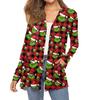 Women's Fashion Christmas Print Long-Sleeved Pocketed Slim-Fit Cardigan Coat