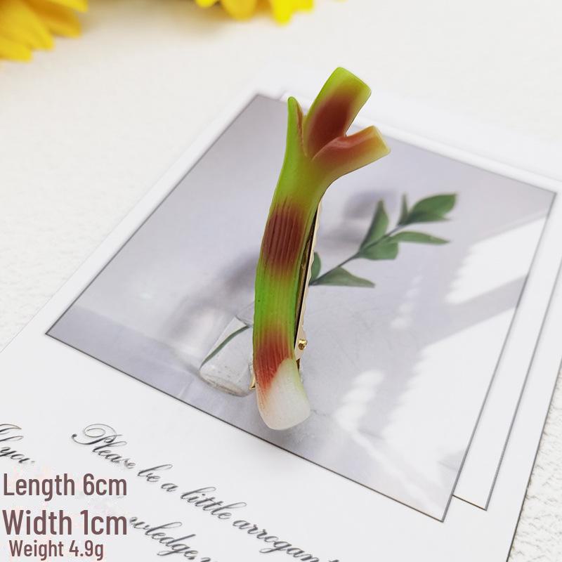 Funny Creative Green Onion Hairpin - Cute Simulation Food Play Headdress Clip