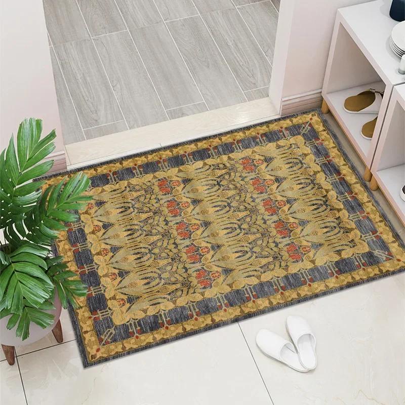 1PC Vintage Red Living Room Rug Area Rug Washable Boho Rugs Carpet Non-Shedding Throw Rug for Farmhouse Indoor Kids Playroom