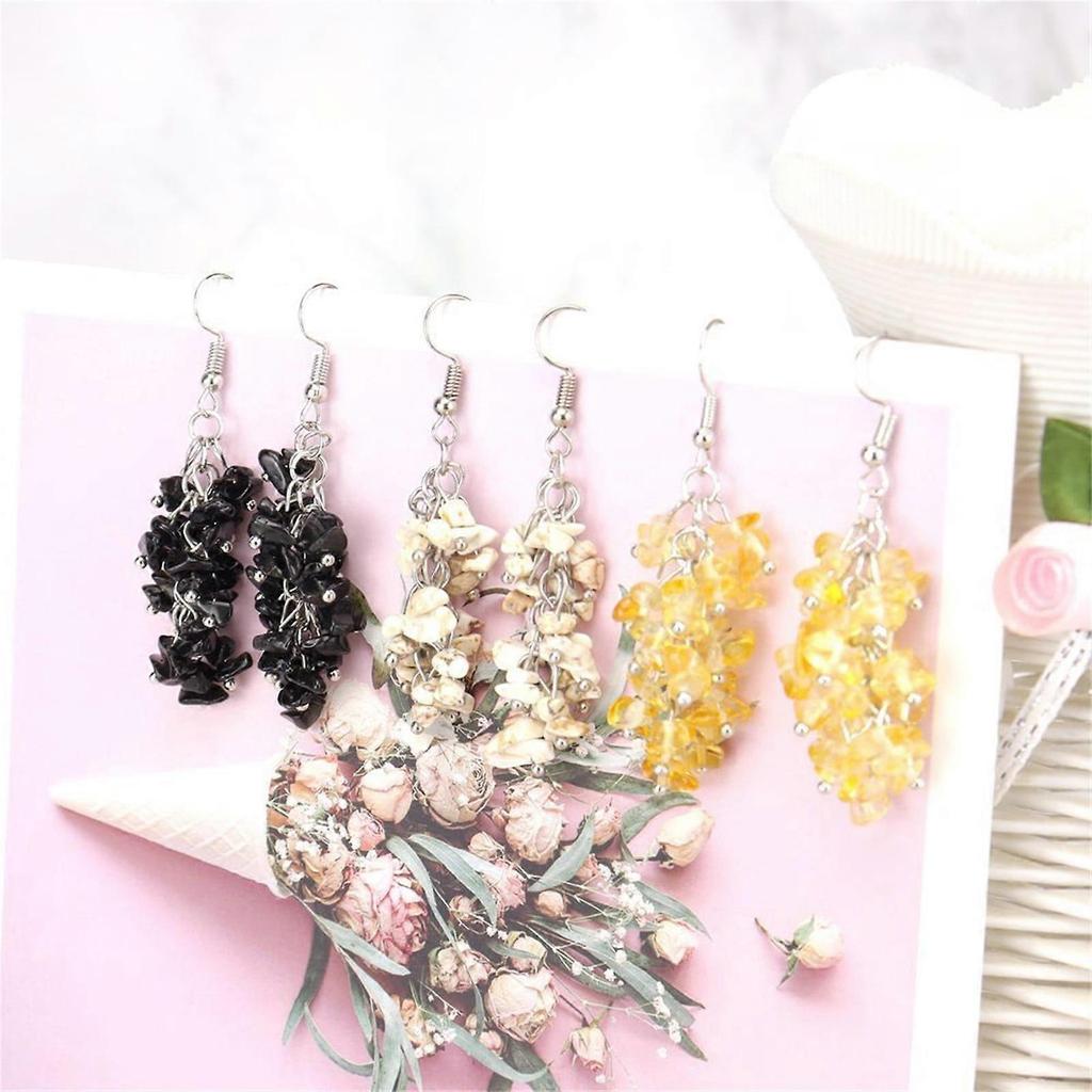 Natural Chips Stones Dangle Earrings For Women Reiki Long Dangle Hook Eardrop Gift For Her Valentine With Pouch