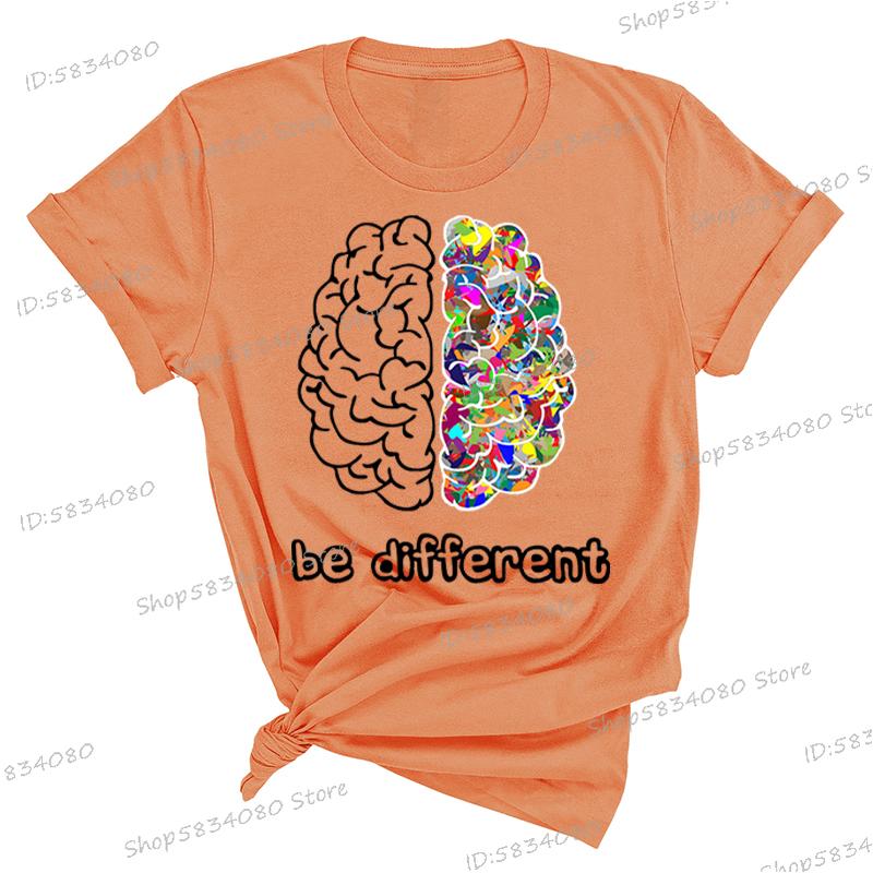 Autism Awareness Day Essential Tshirt Autist Brain Be Different Graphic T Shirts Autism Awareness Crew Neck Short Sleeve Tshirt