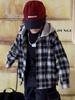 Boy's Spring & Autumn Plaid Hooded Long-Sleeve Shirt Jacket