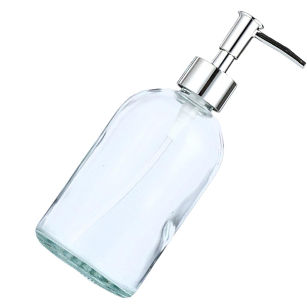 410ml Glas Seifenspender mit Edelstahlpumpe Seifenlotion Flasche für Küche und Bad Elegant