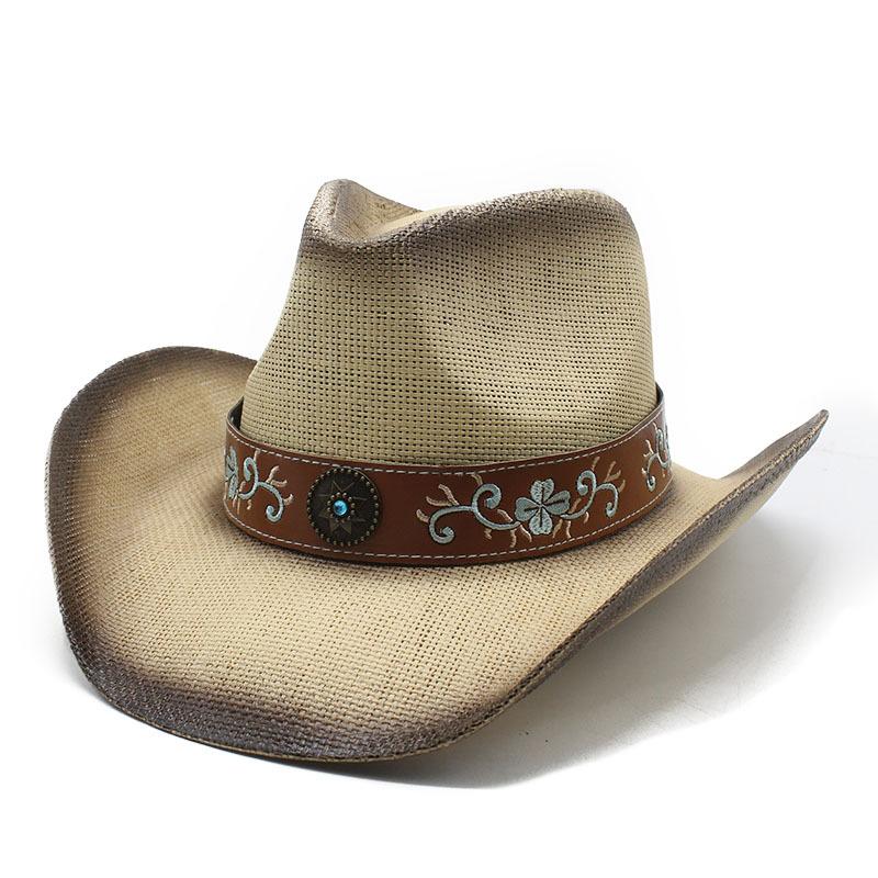 Outdoor Beach Hat Women'S Big Eaves Sunscreen Hat Spray Painted Denim Straw Hat