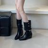 Women's boots can be piled up, the inner height of the folds is increased, the short tube is folded, and the fashion western thick head new boots