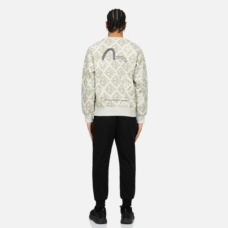 Evisu Floral Logo Oversized Pullover Crewneck Sweatshirt Men sweatshirt 2ESGNM4SW5133LFCT