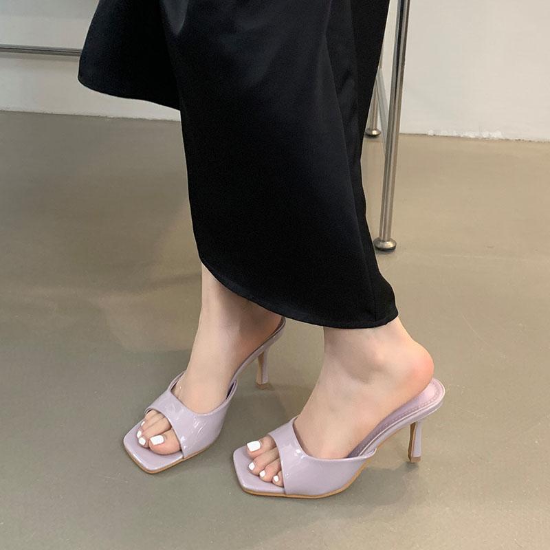Fashion Fashion Square Toe Women 7cm Heels Pumps Shoes New In Spring Summer Female Slip On Footwear Ladies High Heels Shoes Slides