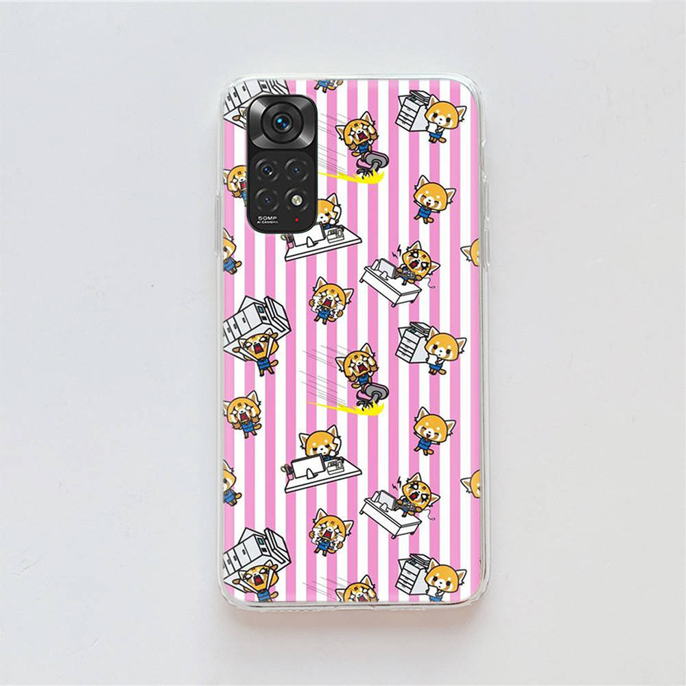 KT60 Aggretsuko Case for Samsung A04 A14 A23 A34 A54 M23 M33 M52 M53 Realme 10 9 C30S C35 C55 VIVO Y02S Y21 Y33S Y51 X80 Pro Clear Cover