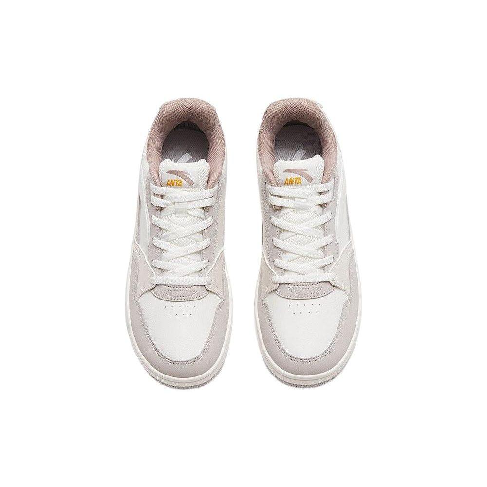 Anta 982GZ Synthetic Leather Low Top Slip Resistant Cushioning Abrasion Resistant Skateboard Shoes Women's White Gray 122318063-3