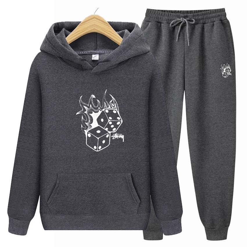 Fashion Tracksuit For Women Men Dice Print Hoodie Clothing Men Running Set Jogging Trouser Patchwork Fitness Run Suit Clothing