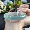 Women's Oil Green Ice-Waxy Jade Bangle with Floating Flowers, Made from Burmese Ice-Type Old Pit Jadeite.