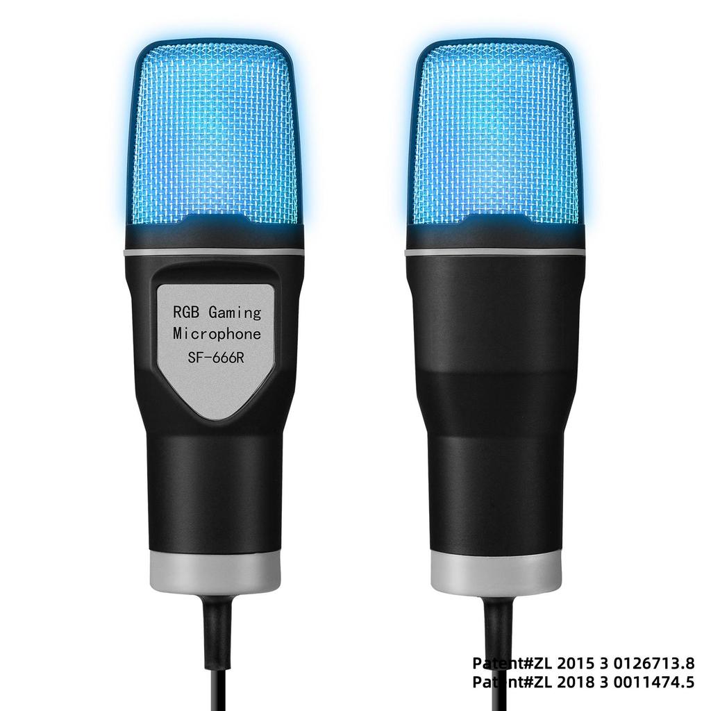 SF-666R RGB USB Condenser Microphone with Shock Mount for Gaming
