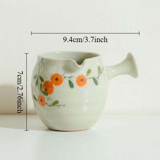 

Ceramic Side Handle Fair Cup Anti Scald Household Chinese Tea Dispenser Hand Drawn Persimmon Tea Cup Tea Set Accessories