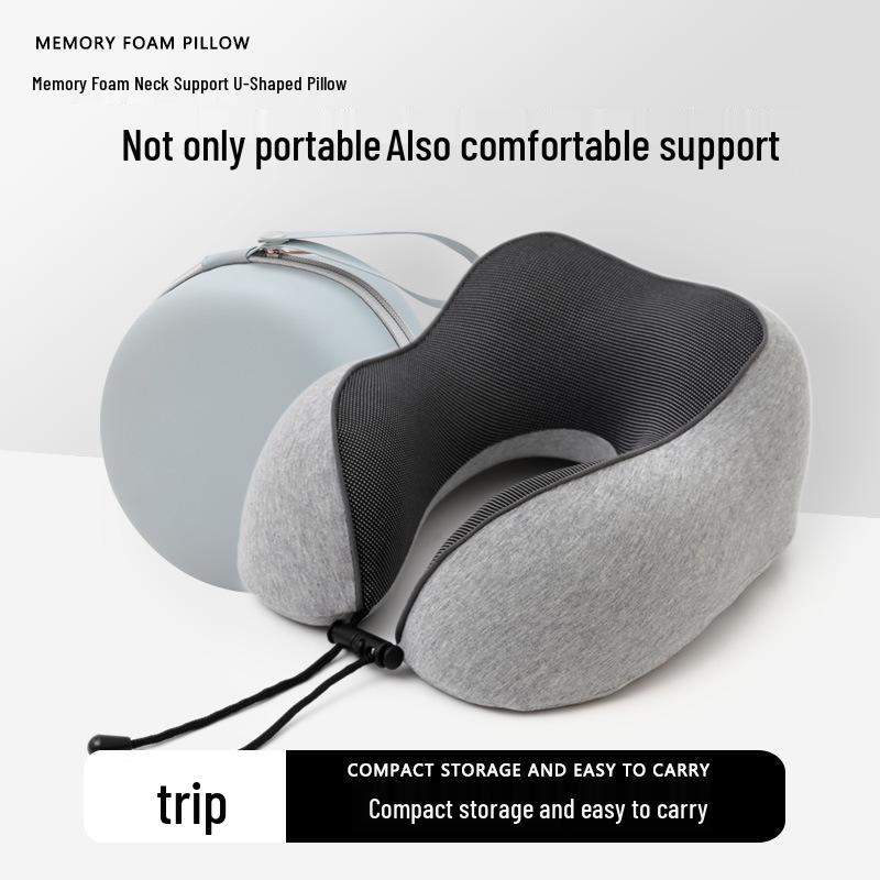 Portable Quick-Dry Cooling Travel Neck Pillow - Foldable Memory Foam U-Shape for Airplane Support