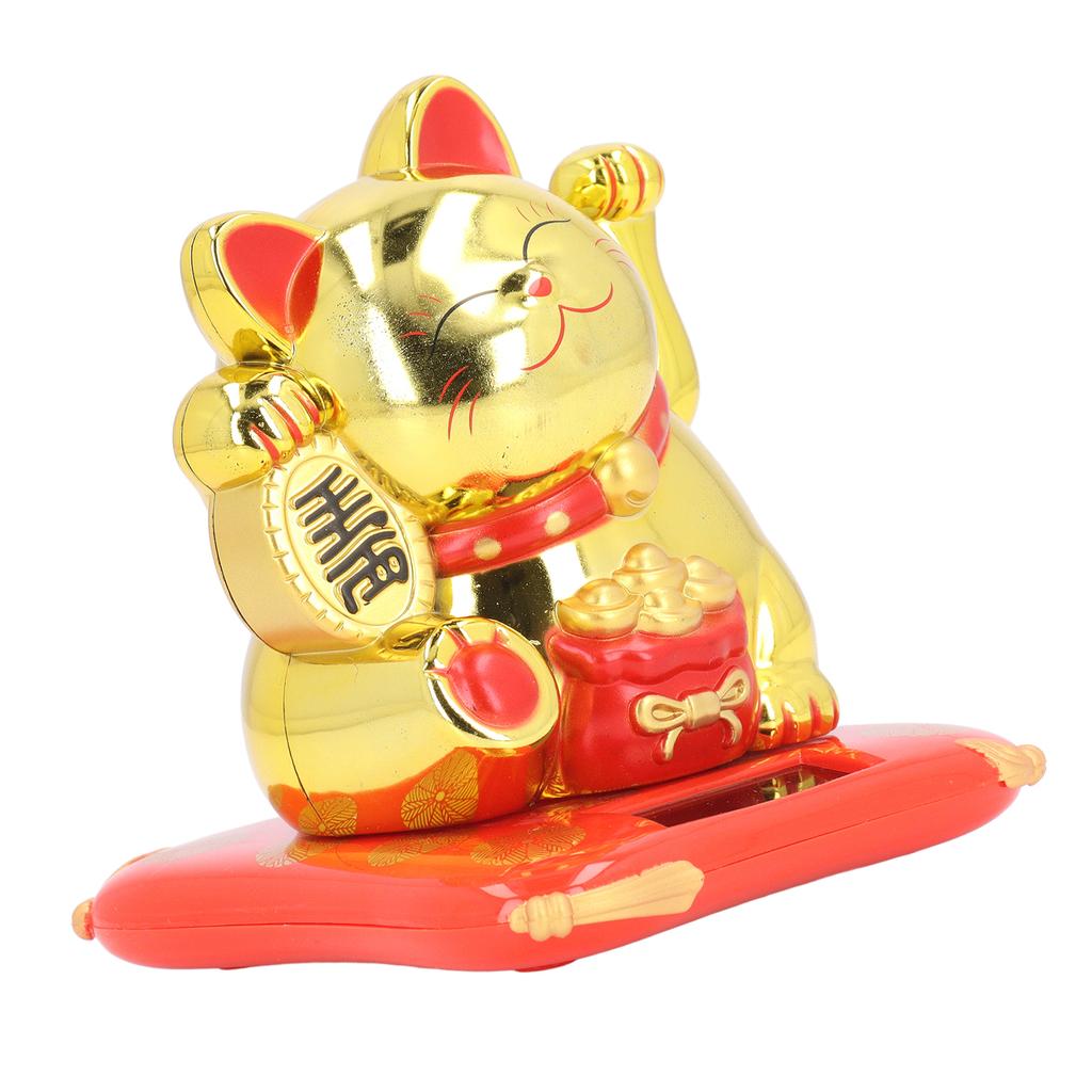 Szczęśliwy Machający Kot Zasilany Energią Słoneczną Machający Ręką Kot Szczęścia Realistyczny Plastikowy Ornament Kota Witającego Bogactwo