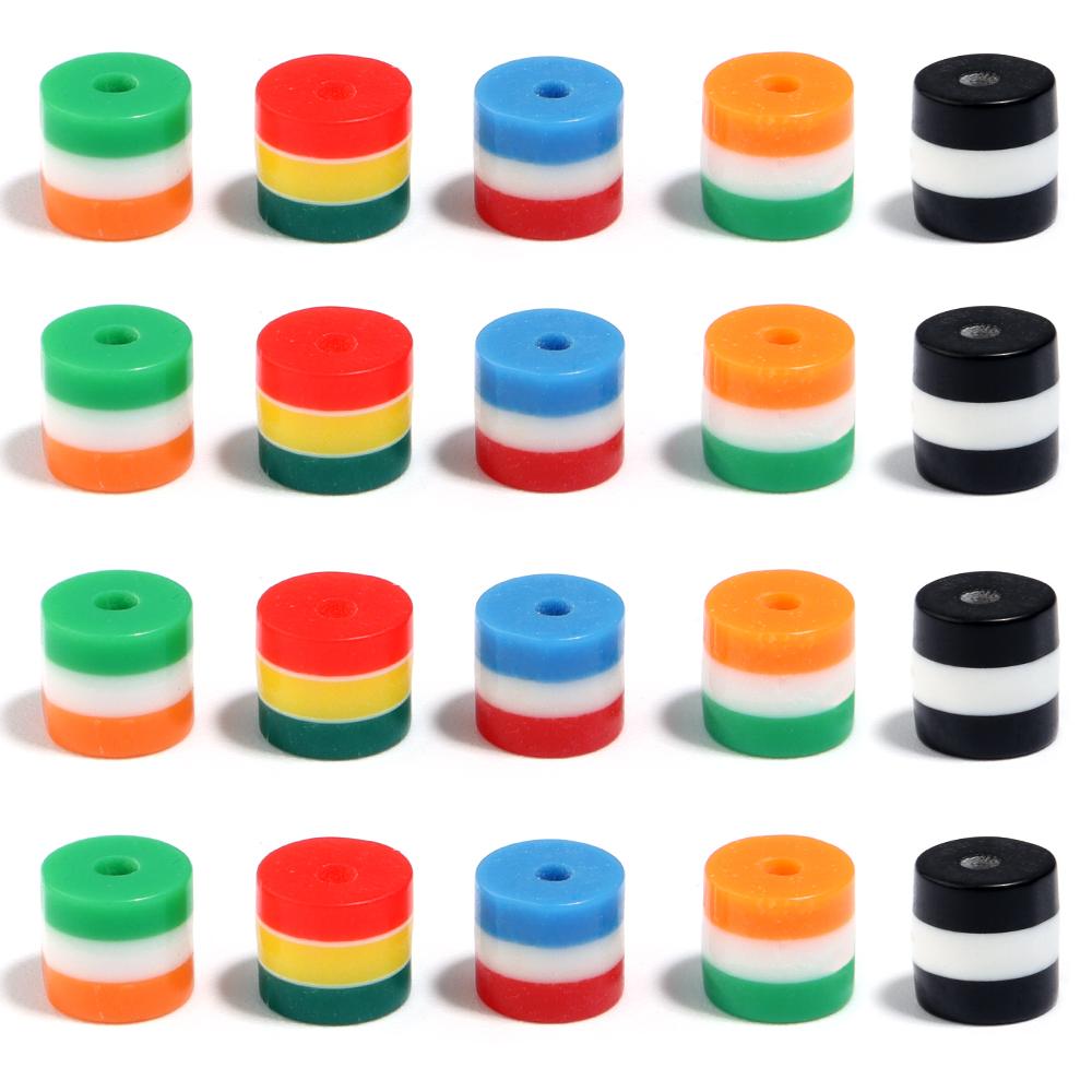 50 Stück Mehrfarbige Acrylperlen Dreifarbige Streifen Zylindrische Lose Abstandshalterperlen Für DIY Armbänder Ohrringe Schmuckzubehör