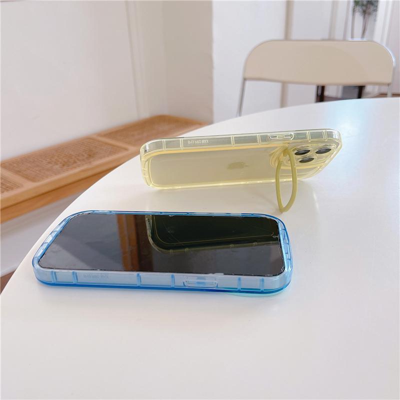 Invisible Folding Lens Bracket Holder Phone Case For iPhone 13 11 12 Pro Max 15 14 Plus Cute Candy Color Shockproof Bumper Cover