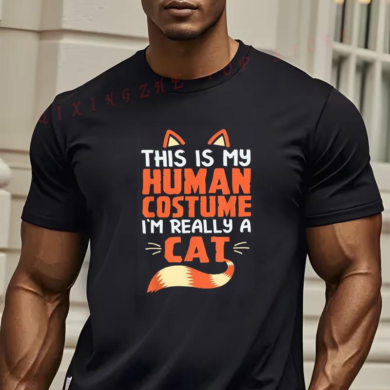 Mens This Is My Person Costume Im Actually A Cat TShirt Casual Short Sleeve Tees S