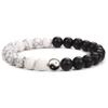 1Pc/2Pcs Trendy Tai Chi Yin Yang Hand String Black White Matte Onyx Howlite Man Bracelet Contrast Handmade Beaded Women Bracelet