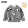 Baby Panda Knitwear for Boys and Girls, Kidsren's Fleece Sweater, Autumn and Winter Kidsren's Clothing, Boys and Girls Pure Cotton Knitwear, Red