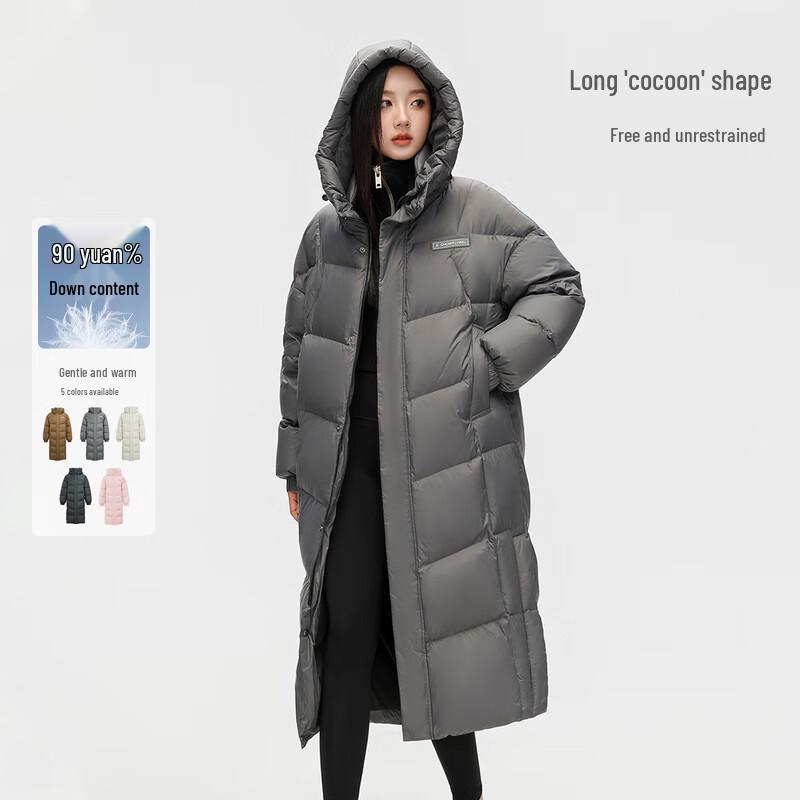 Xuezhongfei Women s Long Hooded Duck Down Jacket 155/80A