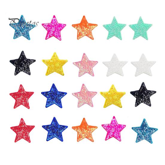 

20 шт. тканевых заплаток в форме пентаграммы с пайетками разных цветов для свитеров, платьев, блузок, декора, сделай сам, шитье, нашивка, одежда, аксессуары, свадебная вечеринка 20PCS