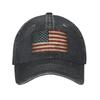 Vintage Baseball Cap With American Flag Design Unisex Adjustable Size