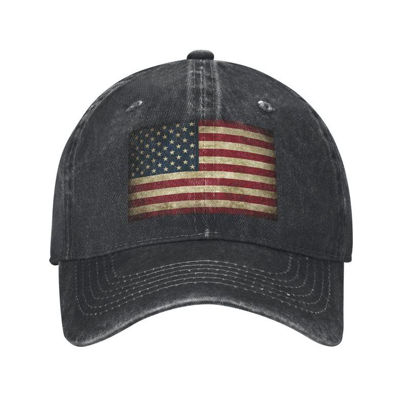 Vintage Baseball Cap With American Flag Design Unisex Adjustable Size