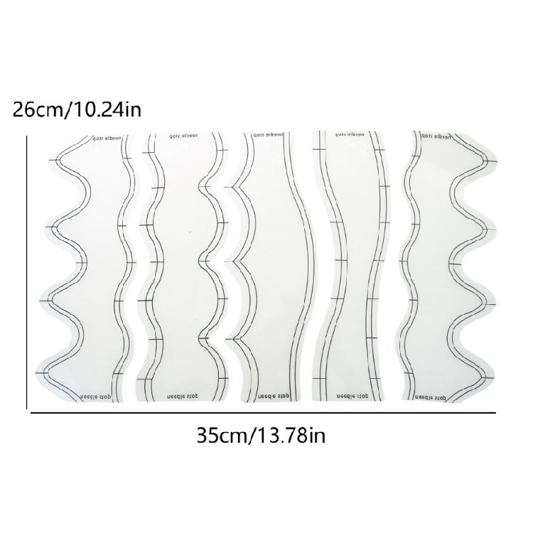 5 Pcs Quilting Ruler Quilting Templates Clear Wave Ruler Sewing Ruler for Patchwork Crafting Splicing