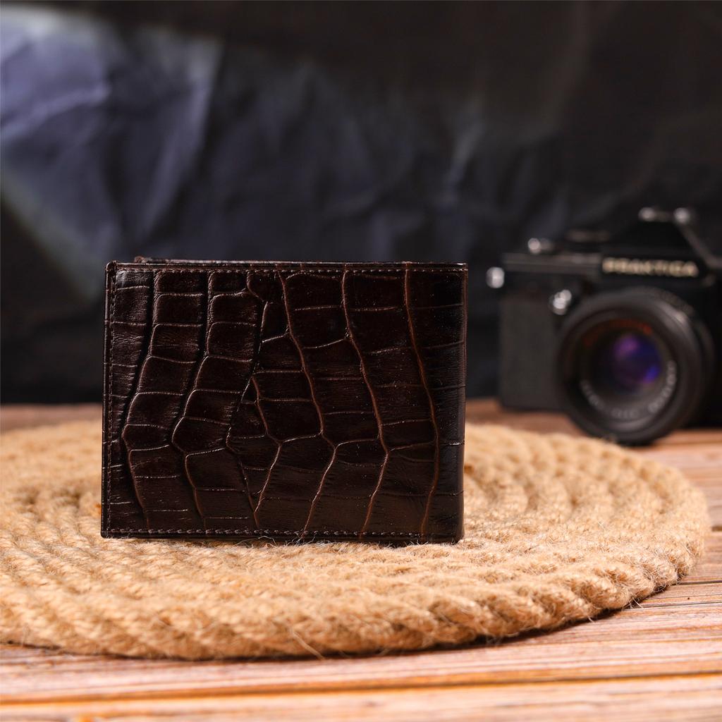 Small Men's Wallet Made of Genuine Textured Leather CANPELLINI Purse 21522 Brown