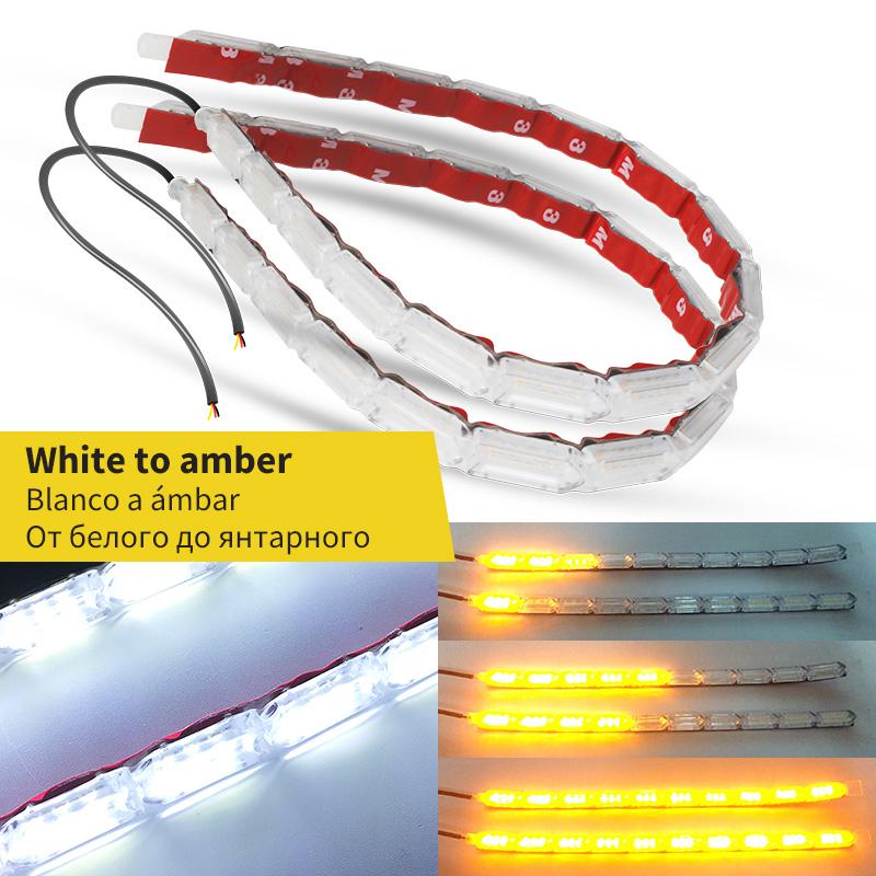 

2PCS LED DRL Car Flowing Light Flexible Waterproof Strip Auto Headlights for Car Driving Light 12V 5LED