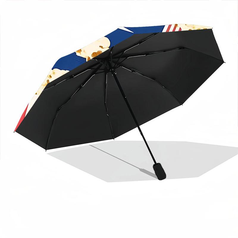 1pc Popcorn Pattern Automatic Folding Umbrella - Compact 8-Rib Design, Durable Plastic & Iron, Lightweight for Outdoor Daily Use149