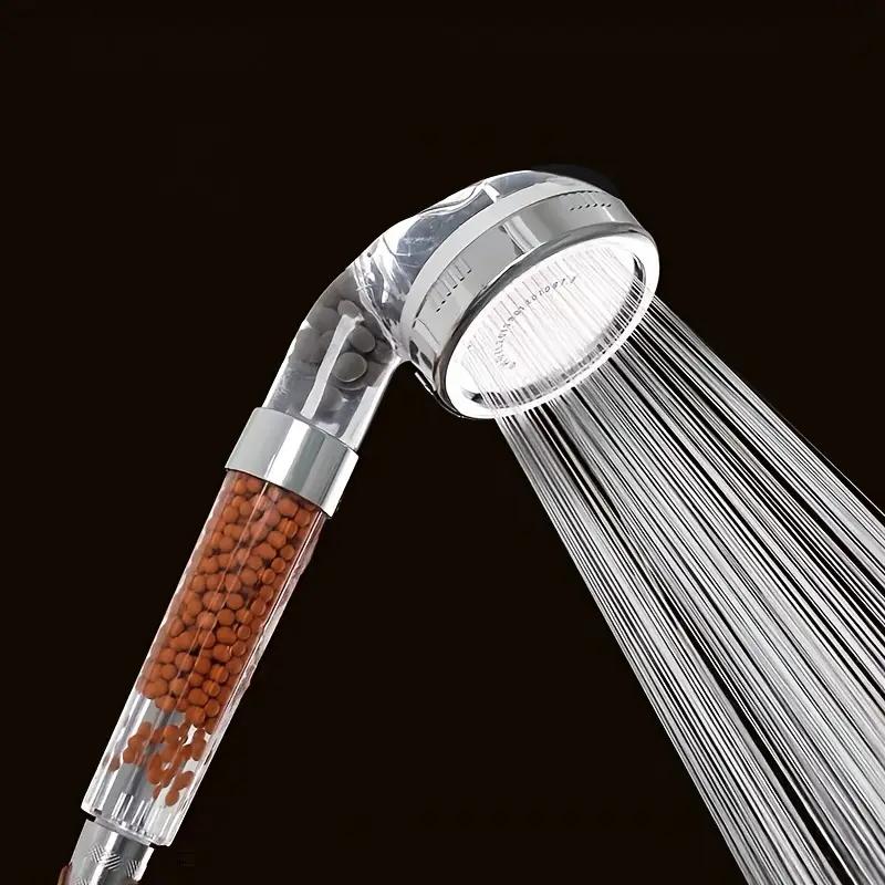 1pc Filtered Shower Head ABS High Pressure Water Saving Spray Handheld Clear Showerheads with With Filter Beads for Bathroom