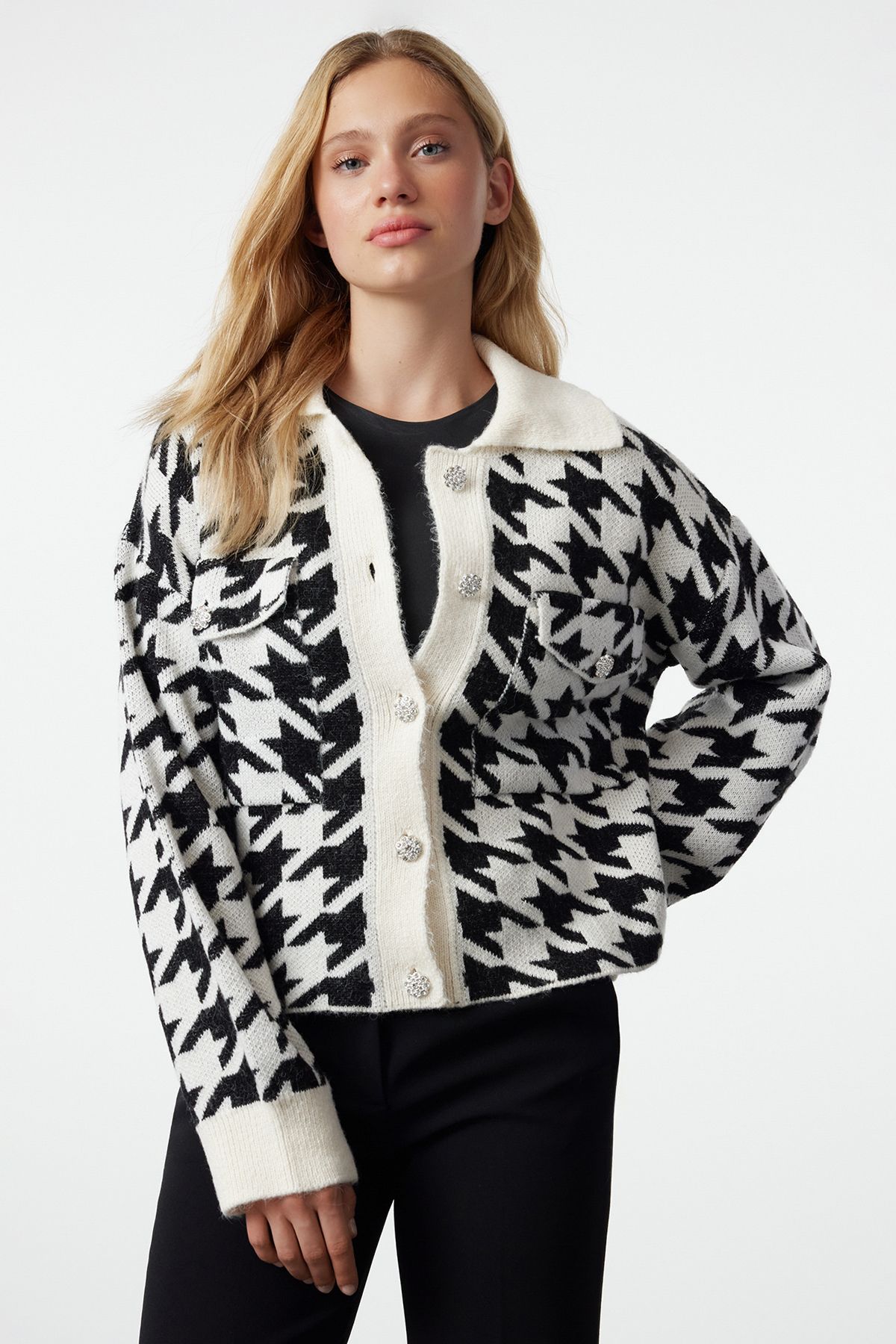 

Women s Fashionable Stylish Cardigan Ecru Soft Textured Coat Look Knitwear Cardigan M