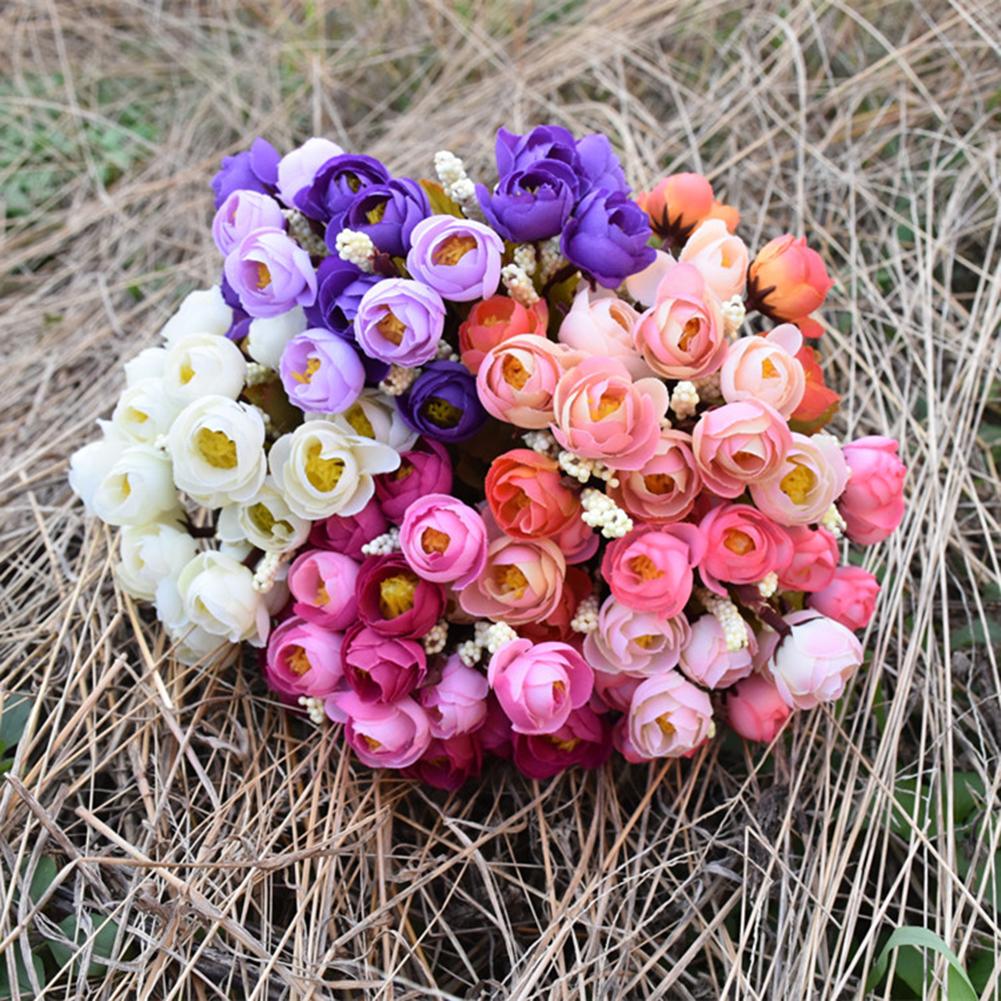 Branch 18-Flower Pretty Simulate Camellia Bouquet Artificial Flower Wedding Home Office Decoration