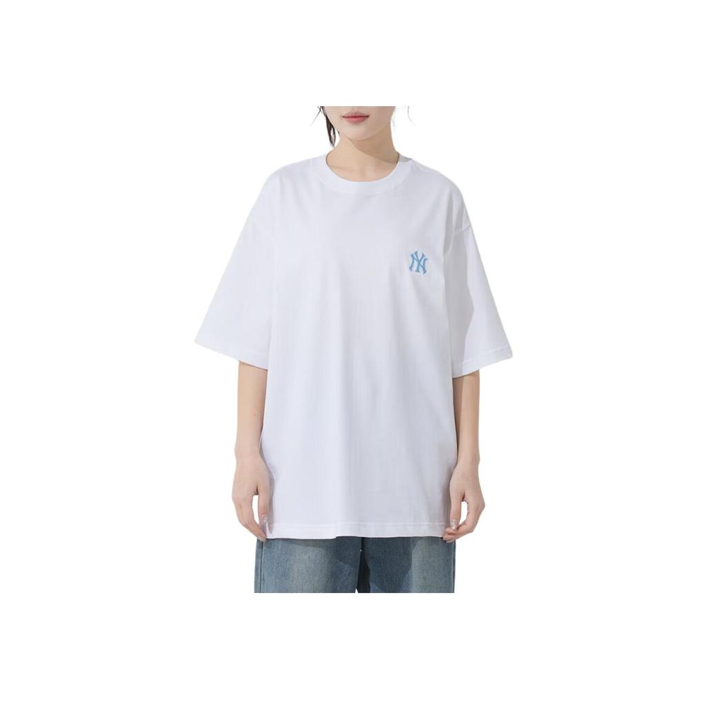 MLB New York Yankees Comfortable Versatile Simple Round Neck Short Sleeve T-Shirt Unisex Tops White 3ATSB5253-50WHS