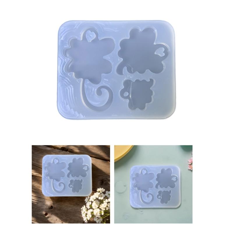 Silicone Mold Clovers Accessories Molds Practical Epoxy Resin Keychain Pendant Ornaments Mould Jewelry Making Supplies