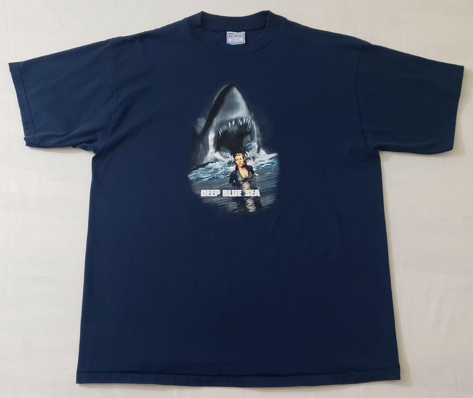 Vintage 1999 Deep Blue Sea Movie Promo T-Shirt Sz XL Samuel L Jackson Sharks S