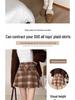 Plus Size Woolen Plaid Pleated Skirt for Women - Retro Red Short Skirt for Chubby Girls, Perfect for Autumn and Winter