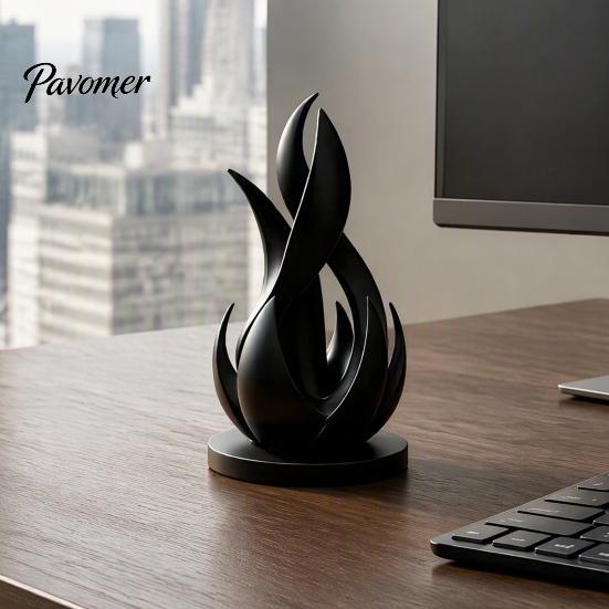 Modern Sculpture for Living Room 3D Printed Abstract Flame Sculpture, Minimalist Twisted Art Sophisticated Home Office Decor Statue Desk And