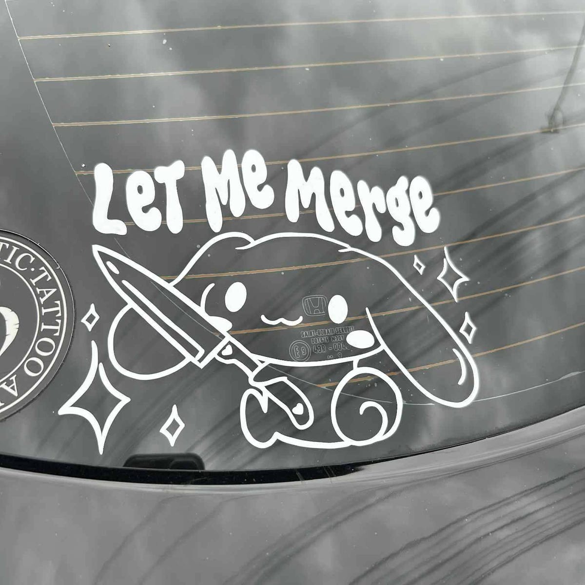 Let Me Merge Car Vinyl Decals Cute Girly Car Bumper Stickers Kawaii Car Vinyl Decoration Accessories 18cm 3.6cm белый