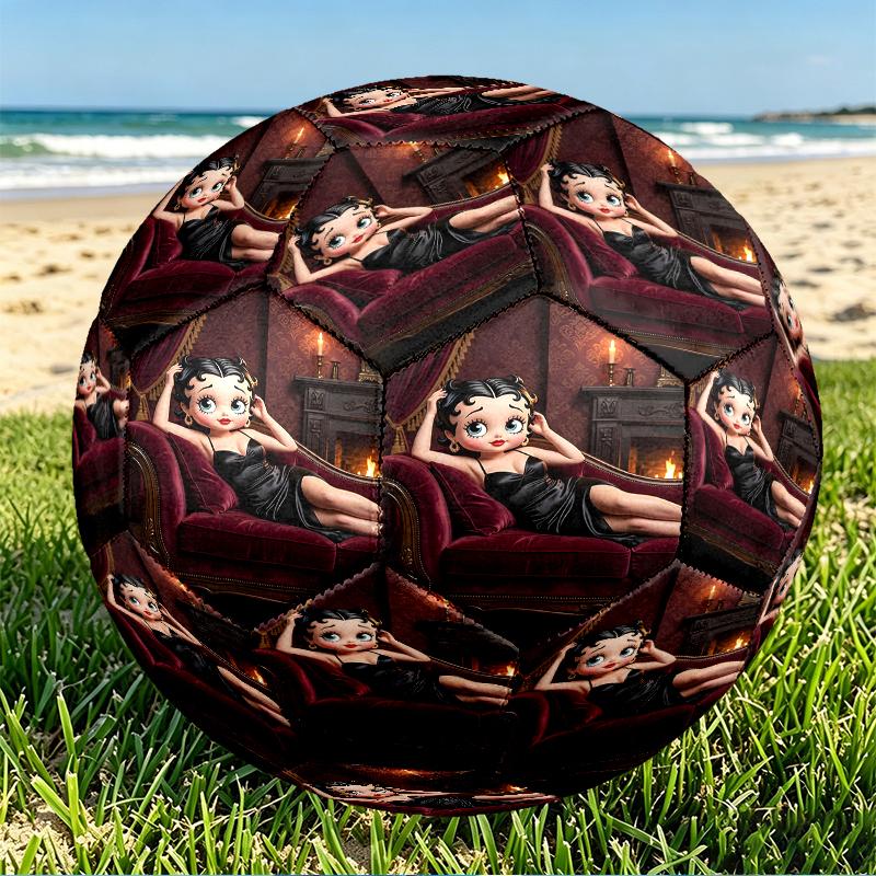 Betty Boop Print Size 5 Soccer Ball, PU Wear Resistant Football for Match Training and Daily Practice, Birthday Gift for Soccer Fans