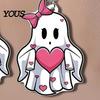 Pink Heart Ghost Earrings Earrings, Cute with Bow Drop Comfortable Ear Hooks Lightweight Acrylic Halloween for Girls Women